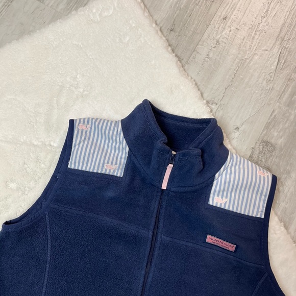 Vineyard Vines Girls Fleece Blue Zip Up Front Vest. SZ 14 - Picture 2 of 6